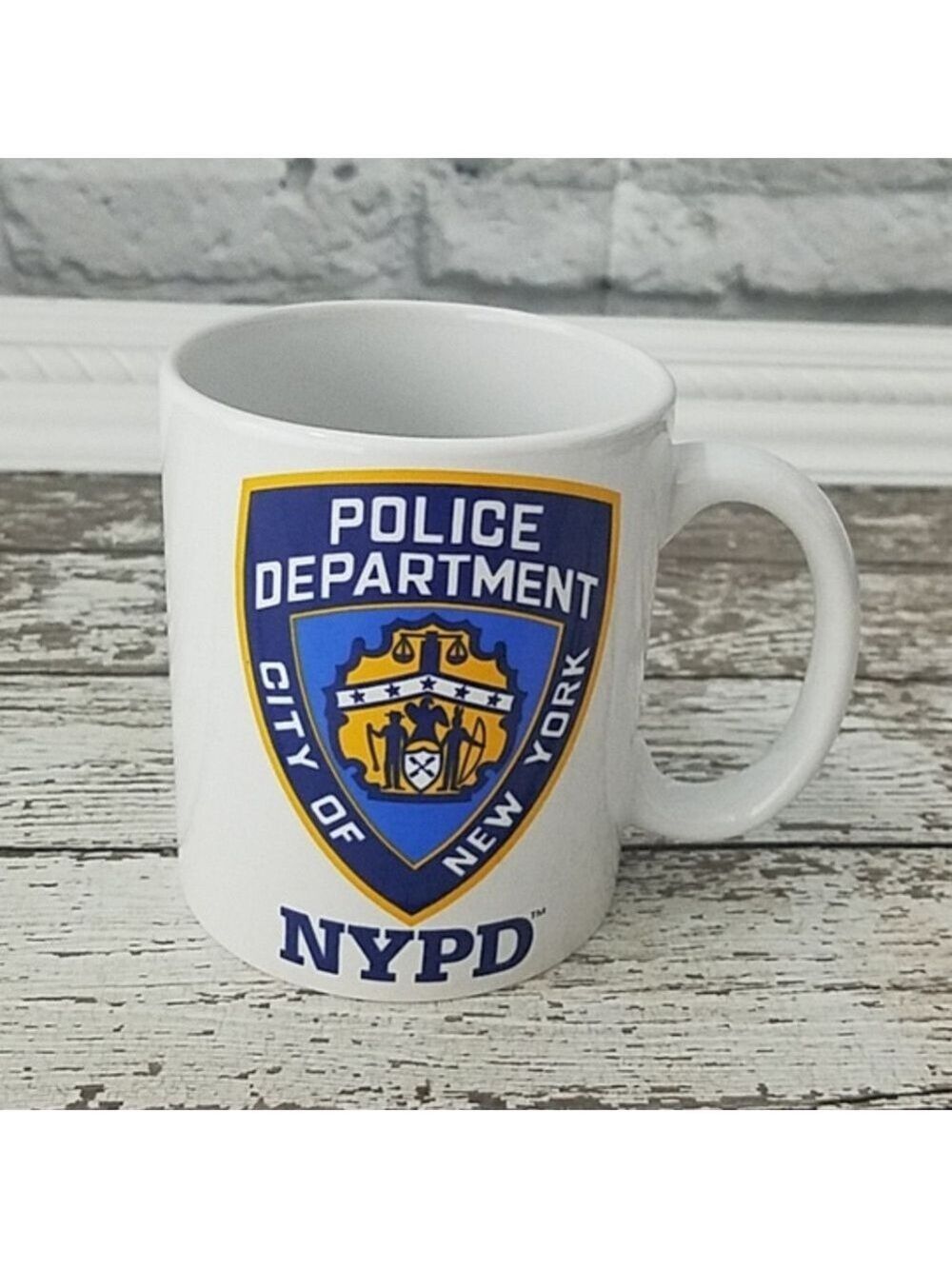 White NYPD coffee mug